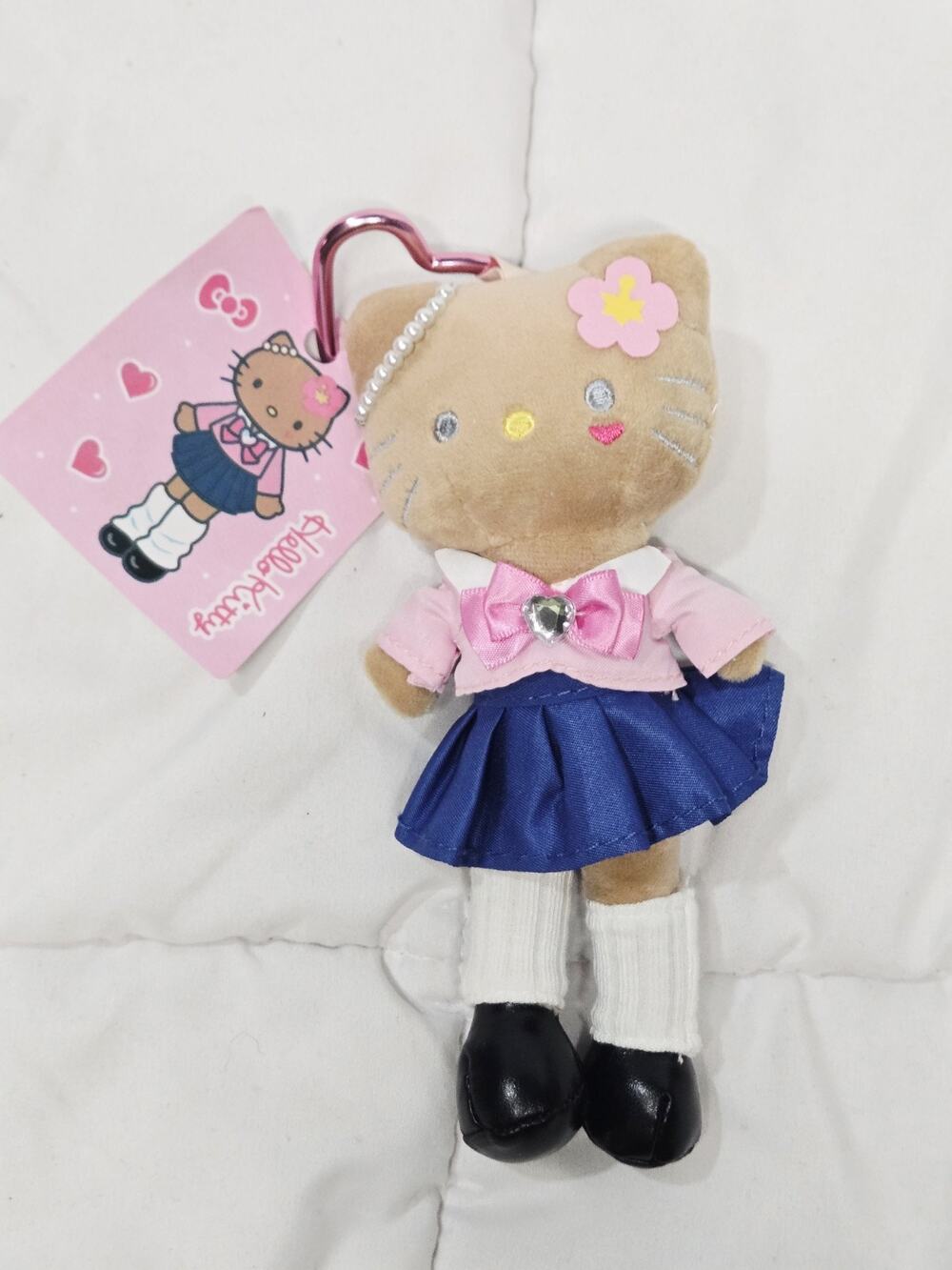 Sanrio Hello Kitty Gyaru JK Plush Keychain School Uniform Pink Bow Rare Japan